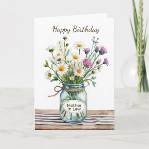 Mother in Law Birthday Wildflowers Mason Jar Card