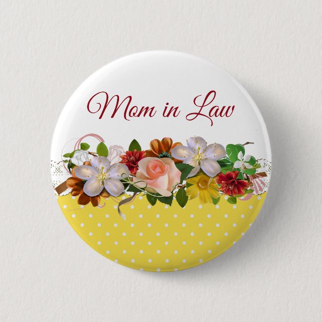 Mother in Law Floral Bouquet Wedding Button (Front)