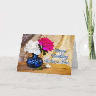 Mother-in-law, Happy Birthday with painted roses Card