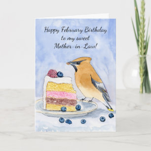 Mother in Law Happy February Birthday Bird Card