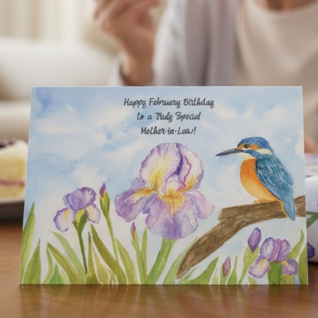 Mother-in-Law Happy February Birthday Kingfisher Card (Creator Uploaded)