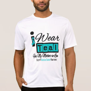 Mother-in-Law - I Wear Teal Retro Ovarian Cancer T-Shirt