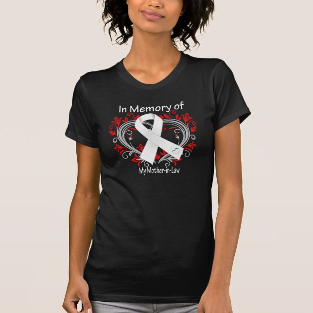 Mother-in-Law - In Memory Lung Cancer Heart T-Shirt (Front)
