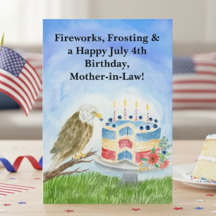 Mother-in-Law July 4th Birthday Bald Eagle  Card