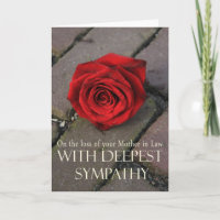 Mother in Law loss Rose sympathy Card
