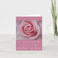 Mother in Law loss Rose sympathy Card