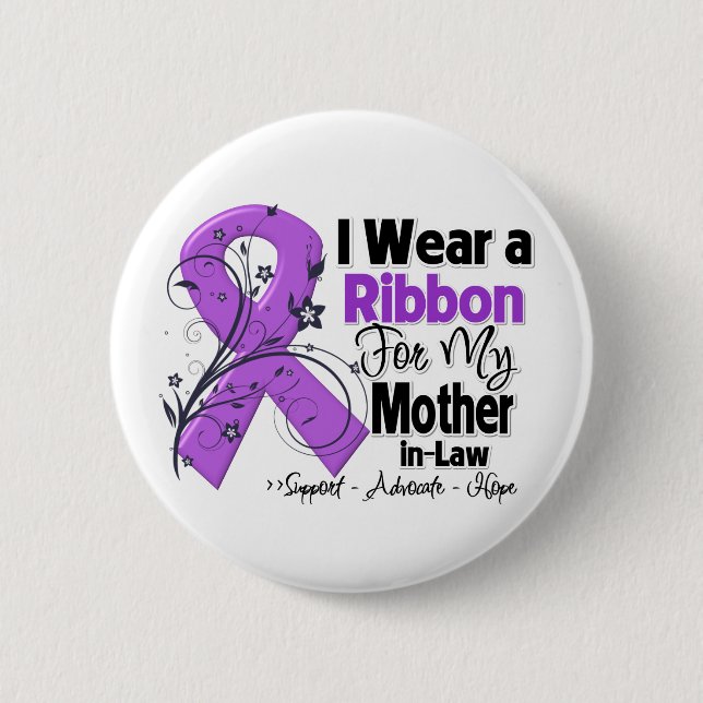 Mother-in-Law - Pancreatic Cancer Ribbon 6 Cm Round Badge (Front)