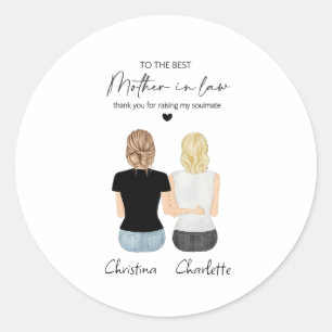 Mother in Law Portrait Wall Art, Mother in Law Gif Classic Round Sticker