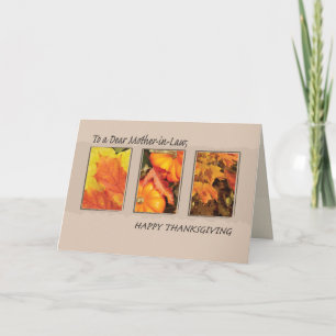 Mother-in-Law Religious Three Leaves Thanksgiving Holiday Card
