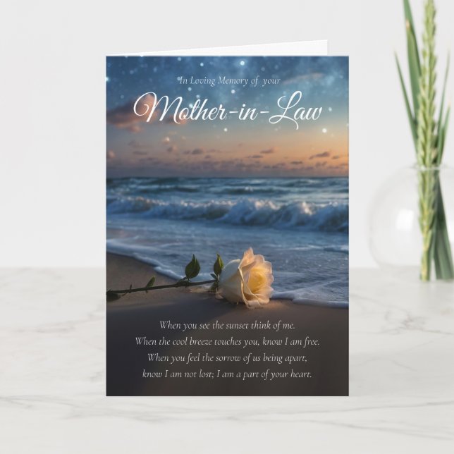 Mother in Law Sympathy Condolences Rose Beach Card (Front)