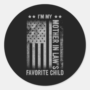 Mother in law's favourite child funny men father's classic round sticker