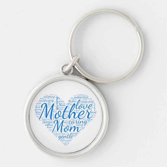 Mother Inspirational Heart Love Words Large Key Ring (Front)