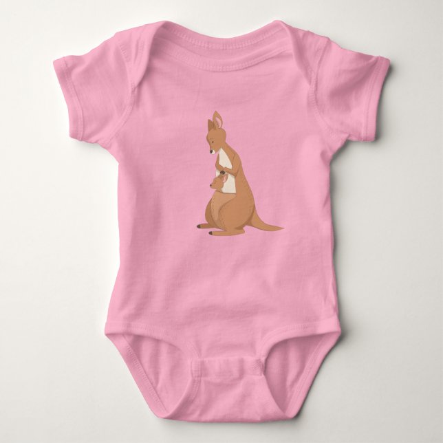 Mother Kangaroo With Baby Baby Bodysuit (Front)