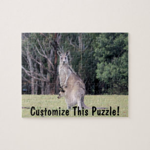 Mother Kangaroo with Baby Joey in Her Pouch Jigsaw Puzzle