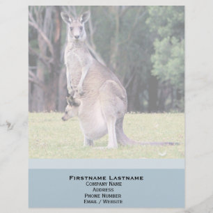 Mother Kangaroo with Baby Joey in Her Pouch Letterhead Template