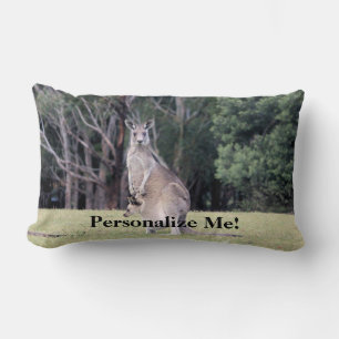 Mother Kangaroo with Baby Joey in Her Pouch Lumbar Cushion