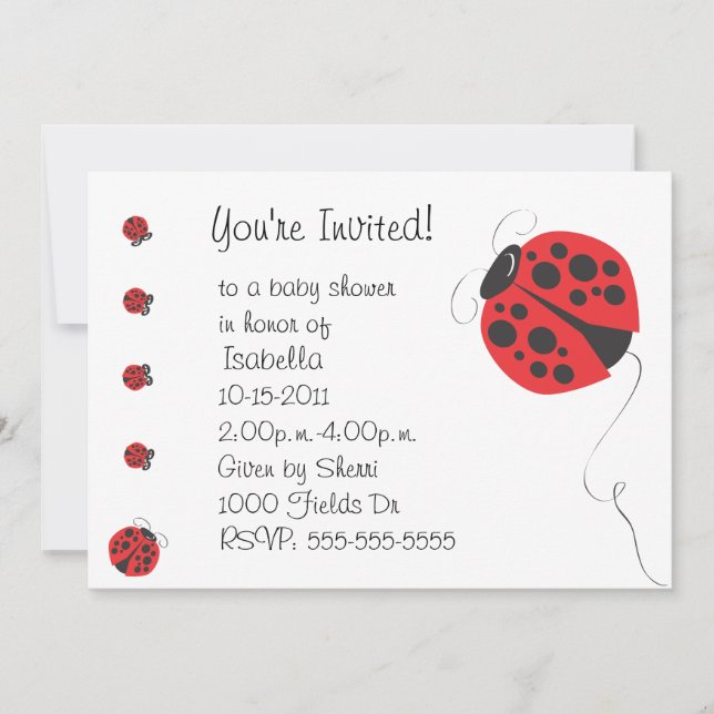 Mother Ladybug and Baby Ladybug Baby Shower Invit Invitation (Front)