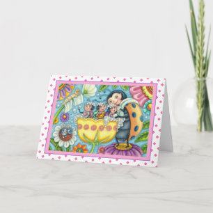 MOTHER LADYBUG & CHILDREN, TULIP TUB BUBBLE BATH HOLIDAY CARD