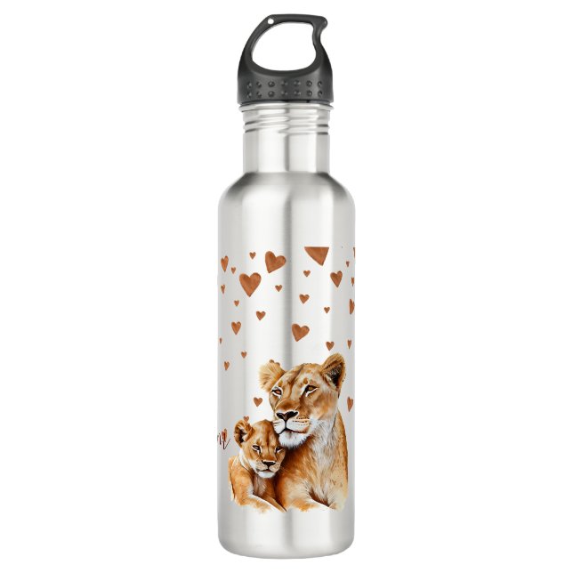 Mother Lion and her baby mother's day  710 Ml Water Bottle (Front)