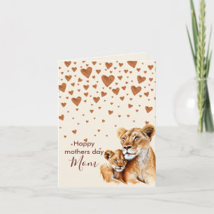 Mother Lion and her baby mother's day  Card