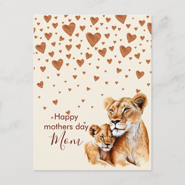 Mother Lion and her baby mother's day  Postcard (Front)