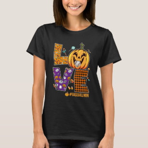 Mother Love Letter Baseball Mum Halloween Pattern T-Shirt