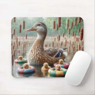 Mother Mallard Duck With Ducklings Mouse Pad