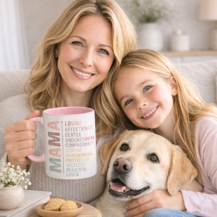 Mother mama word art love pink mug
