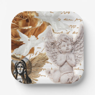 Mother Mary Angel Themed Peaceful And Luxurious Paper Plate