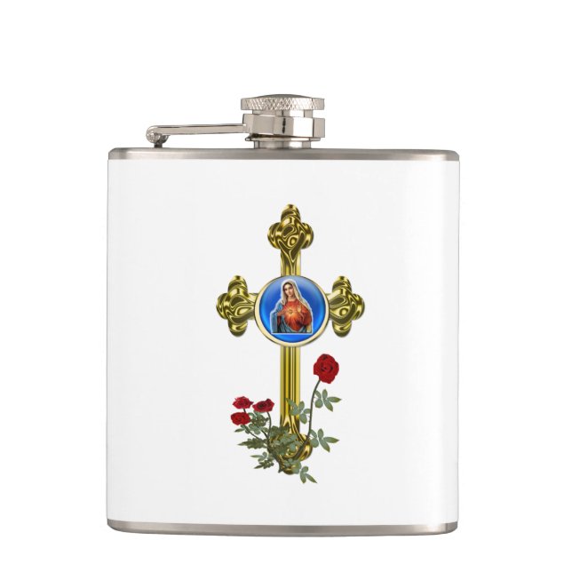 Mother Mary art products Hip Flask (Front)