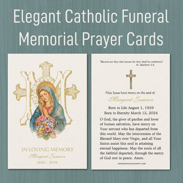 Mother Mary Catholic Funeral Memorial Holy Card - (Creator Uploaded)