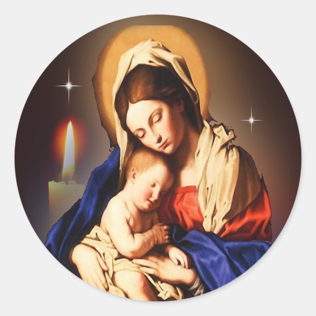Mother Mary Classic Round Sticker (Front)
