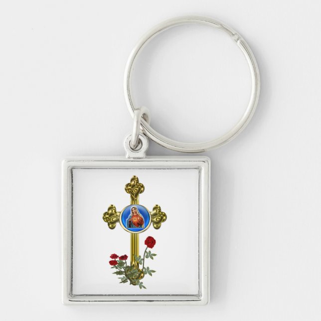 Mother Mary cross Key Ring (Front)