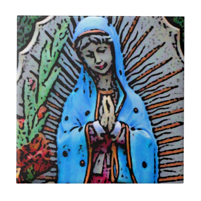 Mother Mary Folk Art Style Tile (Front)