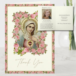 Mother Mary Funeral Prayer Memorial Thank You  Note Card