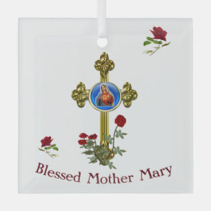 Mother MAry Glass Tree Decoration