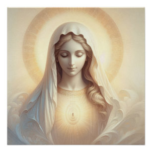 Mother Mary In Soft White Tones Poster