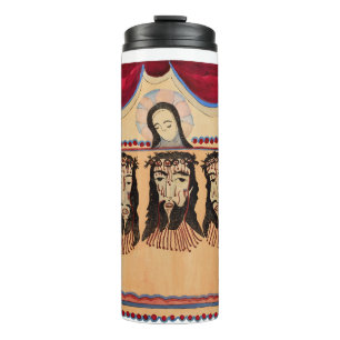 Mother Mary Jesus Christ Thorn Crown art Painting Thermal Tumbler