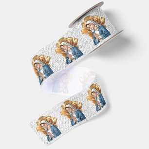 Mother Mary Religious Catholic Christian Baptism Satin Ribbon
