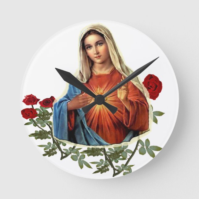 Mother MAry Round Clock (Front)