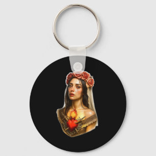Mother Mary Sacred Heart Cry Key Ring