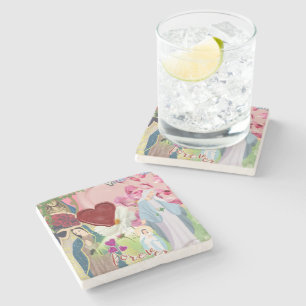 Mother Mary Scrapbook Aesthetic Heart Stamp Seal  Stone Coaster