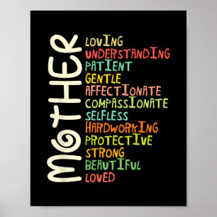 Mother Meaning Shirt I Love Mum Mothers Day Poster