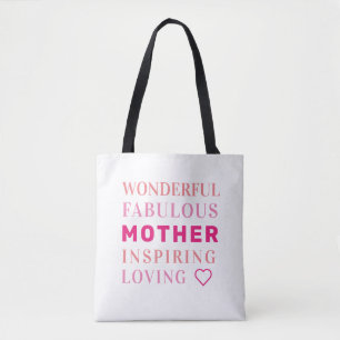 Mother Modern Typography Heart Tote Bag