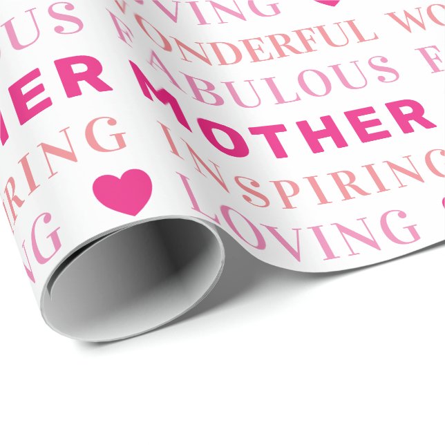 Mother Modern Typography Heart Wrapping Paper (Roll Corner)