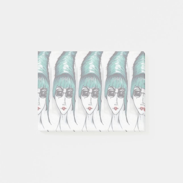 Mother Monster Teal Beehive Sunglasses Drawing Art Post-it Notes (Front)