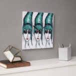Mother Monster Teal Beehive Sunglasses Pop Art Square Wall Clock<br><div class="desc">This is an original art caricature of a woman with a large teal beehive and wearing sunglasses. Original piece was done with marker and colour pencil on drawing paper.</div>