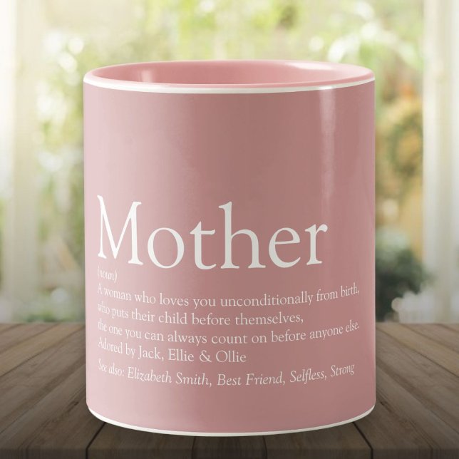 Mother Mum Definition Dusty Rose Pink Two-Tone Coffee Mug (Mother Mom Definition Dusty Rose Pink Two-Tone Coffee Mug)