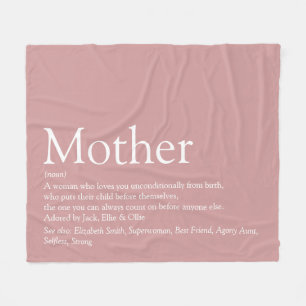 Mother Mum Mum Definition Dusty Rose Pink Fleece Blanket
