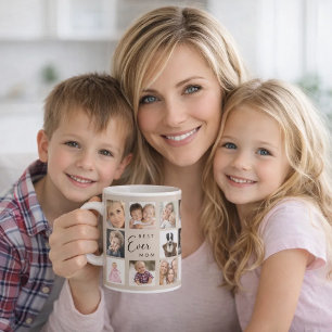 Mother mum photo collage beige taupe coffee mug